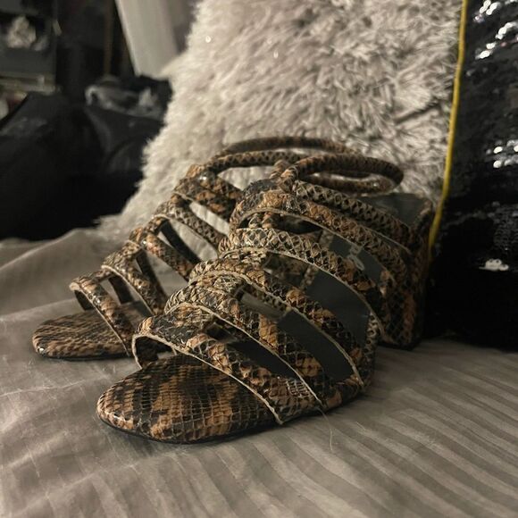 37/6.5/7 free people colette sansal/shoe/heel python/strappy caged gladiator - Picture 6 of 11